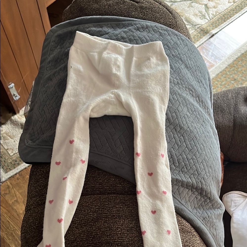Kids White and Pink Heart Leggings